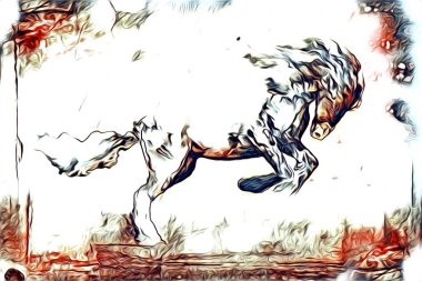 El yazması at başlı kalem çizim çizer grunge