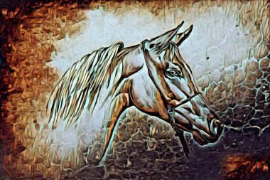 El yazması at başlı kalem çizim çizer grunge