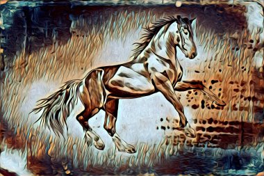 El yazması at başlı kalem çizim çizer grunge