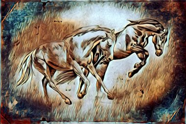 El yazması at başlı kalem çizim çizer grunge