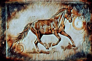 El yazması at başlı kalem çizim çizer grunge