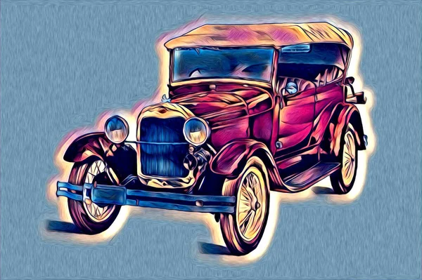 Alte Oldtimer Retro Oldtimer Illustration Zeichnung — Stockfoto