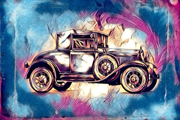 Παλιό Κλασικό Αυτοκίνητο Ρετρό Εικονογράφηση Vintage — Φωτογραφία Αρχείου