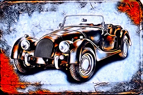 Velho Clássico Carro Retro Vintage Ilustração Desenho — Fotografia de Stock