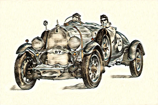 Alte Oldtimer Retro Oldtimer Illustration Zeichnung — Stockfoto