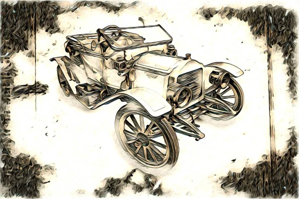 老式经典汽车复古插画 — 图库照片