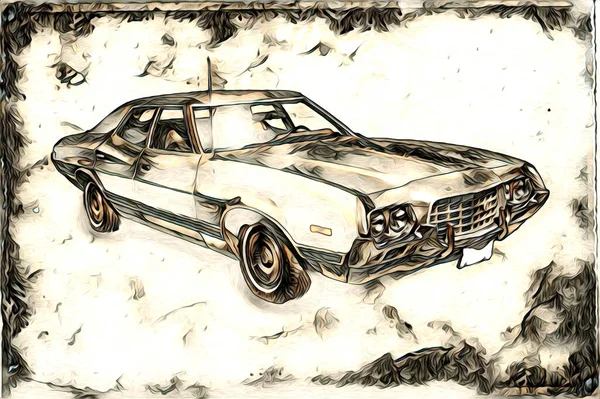 Vecchio Classico Auto Retrò Vintage Illustrazione Disegno — Foto Stock