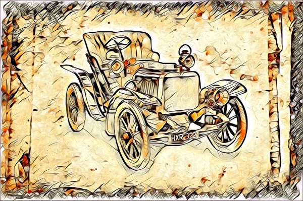 Velho Clássico Carro Retro Vintage Ilustração Desenho — Fotografia de Stock