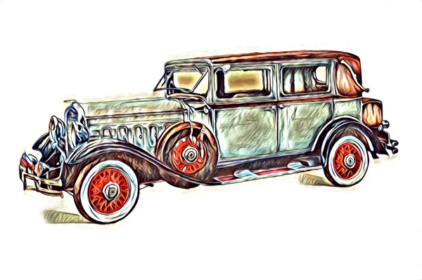 Alte Oldtimer Retro Oldtimer Illustration Zeichnung — Stockfoto