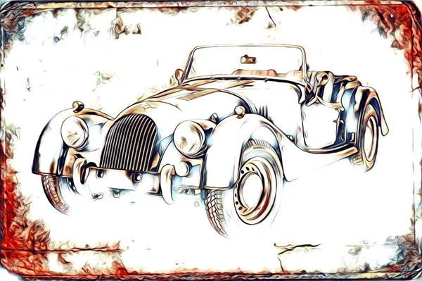 자동차의 고전적 고전적 그림그리기 — 스톡 사진