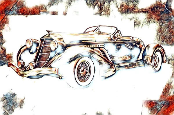 자동차의 고전적 고전적 그림그리기 — 스톡 사진