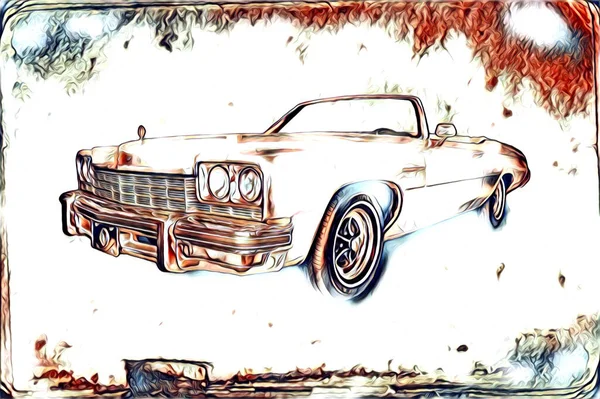 Vecchio Classico Auto Retrò Vintage Illustrazione Disegno — Foto Stock