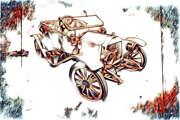 Velho Clássico Carro Retro Vintage Ilustração Desenho — Fotografia de Stock