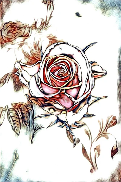 Vintage Hintergrund Mit Kunst Illustration Blumenmalerei — Stockfoto