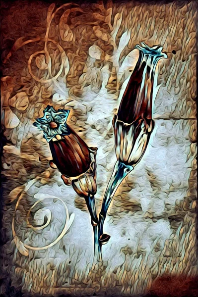 Винтажный Фон Художественной Иллюстрацией Цветочная Живопись — стоковое фото
