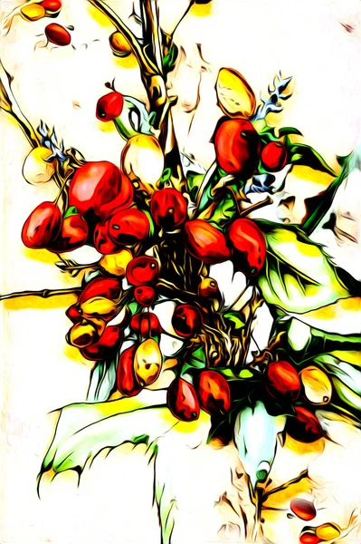 Fond Vintage Avec Illustration Art Peinture Fleurs — Photo