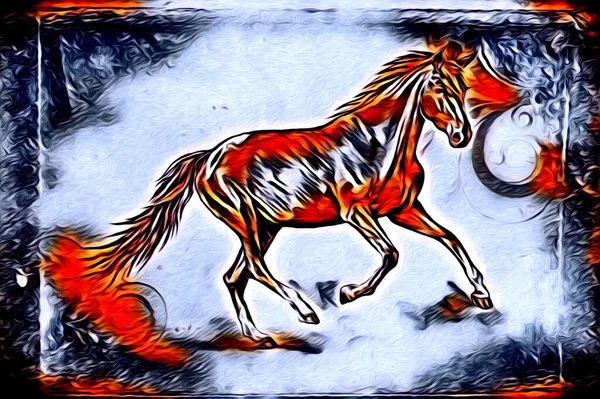 Frihånd Hest Hoved Blyant Tegning Illustrator Grunge - Stock-foto