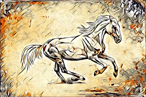 Mano Alzada Caballo Cabeza Lápiz Dibujo Ilustrador Grunge — Foto de Stock