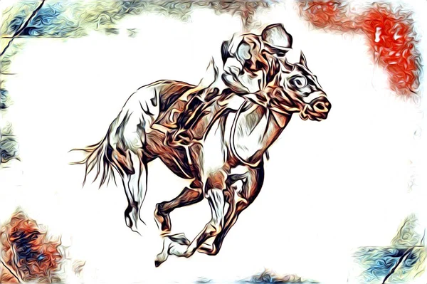 Mano Alzada Caballo Cabeza Lápiz Dibujo Ilustrador Grunge —  Fotos de Stock