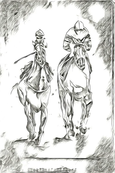 Tête Cheval Main Levée Crayon Dessin Illustrateur Grunge — Photo