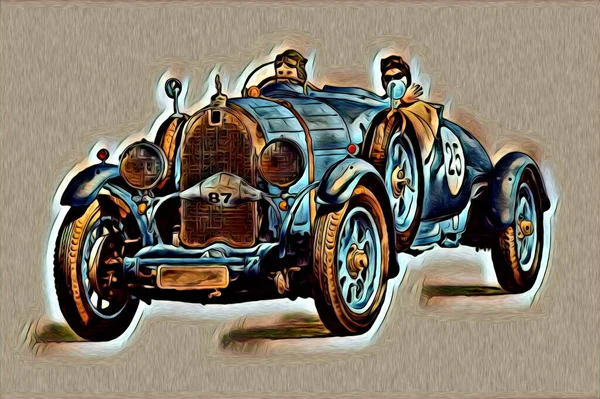 Velho Clássico Carro Retro Vintage Ilustração Desenho — Fotografia de Stock