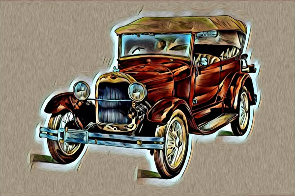 Vieille Voiture Classique Rétro Vintage Illustration Dessin — Photo