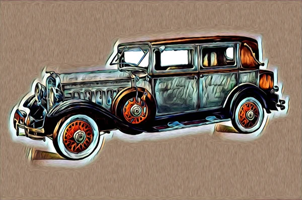 Vieille Voiture Classique Rétro Vintage Illustration Dessin — Photo