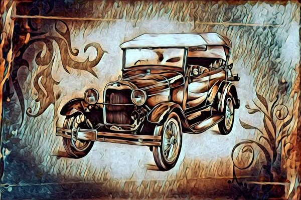 Alte Oldtimer Retro Oldtimer Illustration Zeichnung — Stockfoto