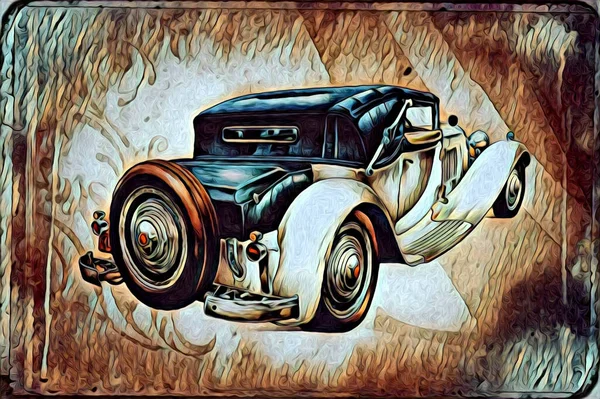 Velho Clássico Carro Retro Vintage Ilustração Desenho — Fotografia de Stock