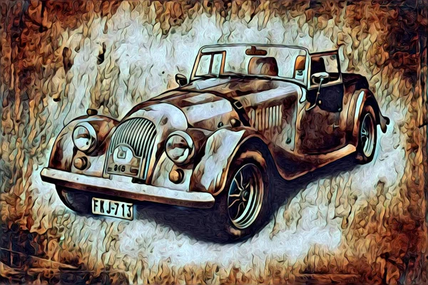 Vieille Voiture Classique Rétro Vintage Illustration Dessin — Photo