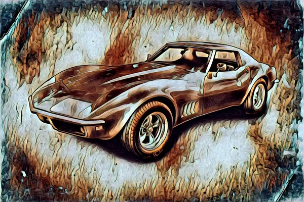 Vecchio Classico Auto Retrò Vintage Illustrazione Disegno — Foto Stock