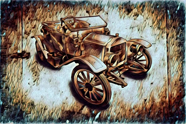 Velho Clássico Carro Retro Vintage Ilustração Desenho — Fotografia de Stock