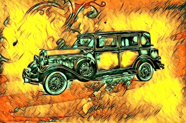 Alte Oldtimer Retro Oldtimer Illustration Zeichnung — Stockfoto