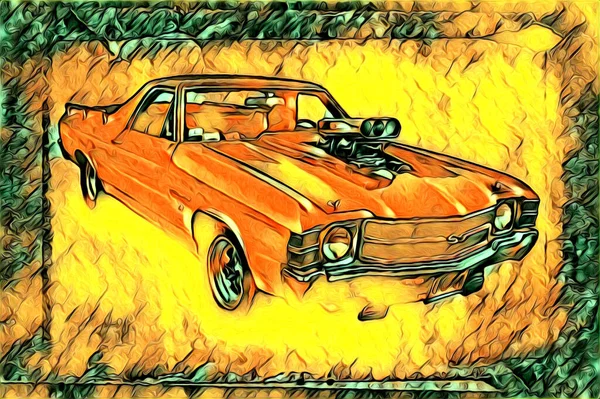 Vecchio Classico Auto Retrò Vintage Illustrazione Disegno — Foto Stock