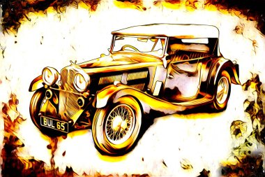 Eski klasik araba antika resim çizimi