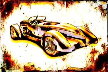 Eski klasik araba antika resim çizimi