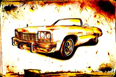 Eski klasik araba antika resim çizimi