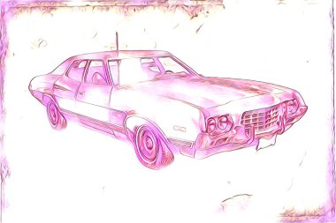 Eski klasik araba antika resim çizimi