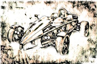 Eski klasik araba antika resim çizimi