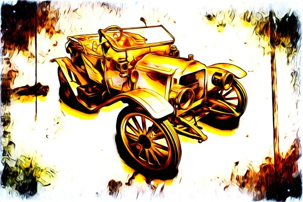 Vieille Voiture Classique Rétro Vintage Illustration Dessin — Photo