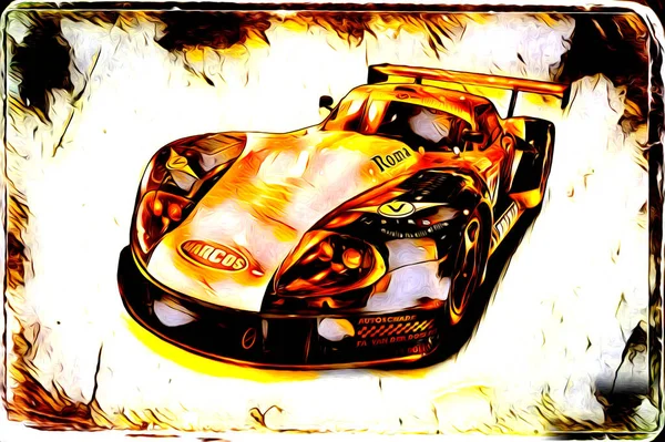 Vecchio Classico Auto Retrò Vintage Illustrazione Disegno — Foto Stock