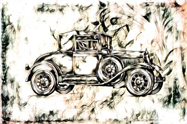 Velho Clássico Carro Retro Vintage Ilustração Desenho — Fotografia de Stock