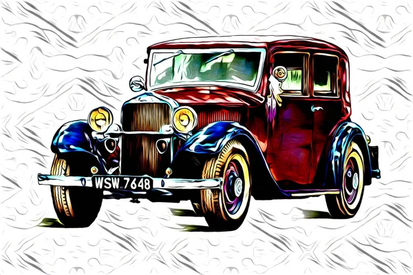 Old Classic Car Retro Vintage Illustration Drawing — Stock Photo, Image