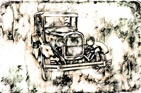 老式经典汽车复古插画 图库图片