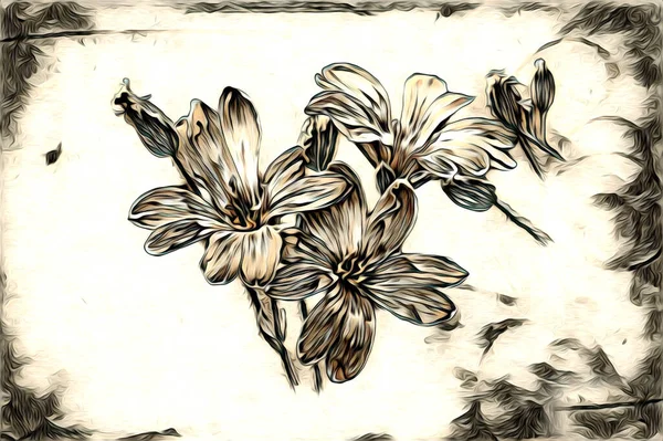 Vintage Hintergrund Mit Kunst Illustration Blumenmalerei — Stockfoto