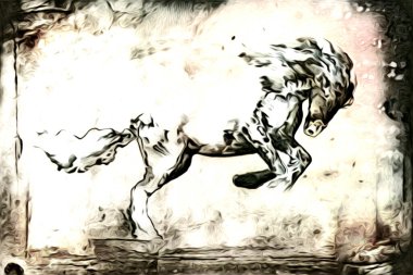 El yazması at başlı kalem çizim çizer grunge
