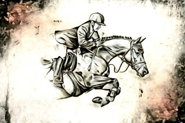 El yazması at başlı kalem çizim çizer grunge