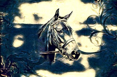 El yazması at başlı kalem çizim çizer grunge