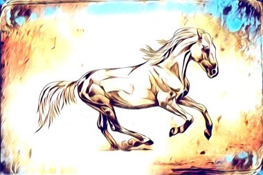 El yazması at başlı kalem çizim çizer grunge