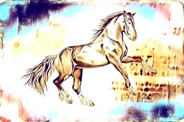 El yazması at başlı kalem çizim çizer grunge